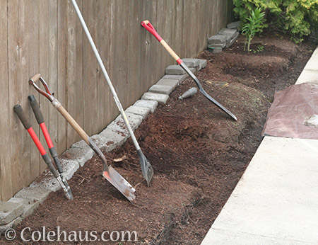 Digging out an old flowerbed - 2016 © Colehaus.com and Colehauscats.com