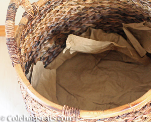 A basket with fresh crinkle paper © Colehauscats.com